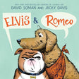 Cover of the "Elvis & Romeo" book showing two illustrated dogs with contrasting expressions and speech bubbles.