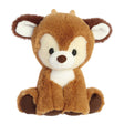 Dashing Reindeer 8 inch plush in a cute sitting pose with soft brown shaggy fur and floppy arms and legs.