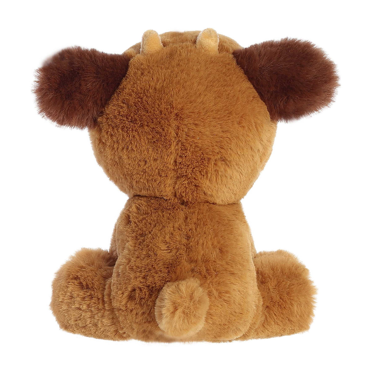 Dashing Reindeer | 8 inch plush showing the soft brown fluffy deer sitting with its back and tail visible.