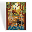 NH Geometric Forest Animals Magnet featuring colorful geometric wildlife in a New Hampshire forest scene.