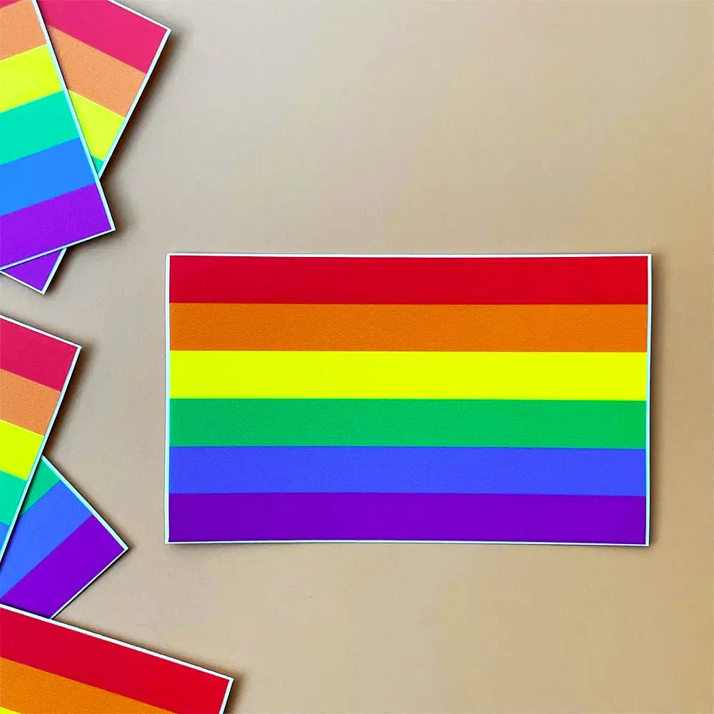 Rainbow Pride Sticker displaying the classic six-color pride flag, perfect for laptops, water bottles, or cars.