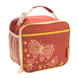 Super Zippee Lunch Tote | Boho Butterfly in rust with yellow butterflies, insulated with handle and side mesh pocket