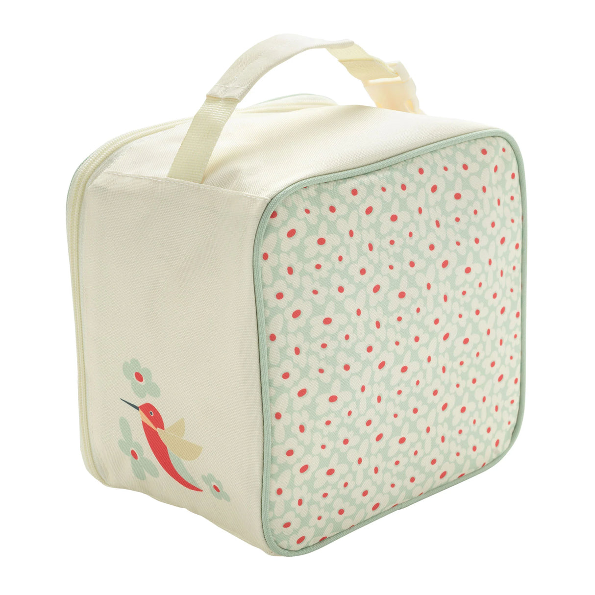 Super Zippee Lunch Tote | Hummingbird with colorful hummingbird and flower design, insulated and kid-friendly for snacks and lunch.