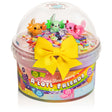 A'lotl Friends Butter Slime with colorful confetti, cute axolotl charms, and a yellow bow on the lid.