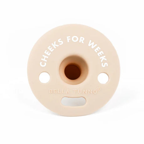 Pacifier | Cheeks for Weeks in beige with breathing holes and clip attachment, made of soft food-grade silicone