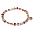 Gold Multi Rhinestone Bracelet featuring colorful sparkling rhinestones on a gold-tone adjustable chain.