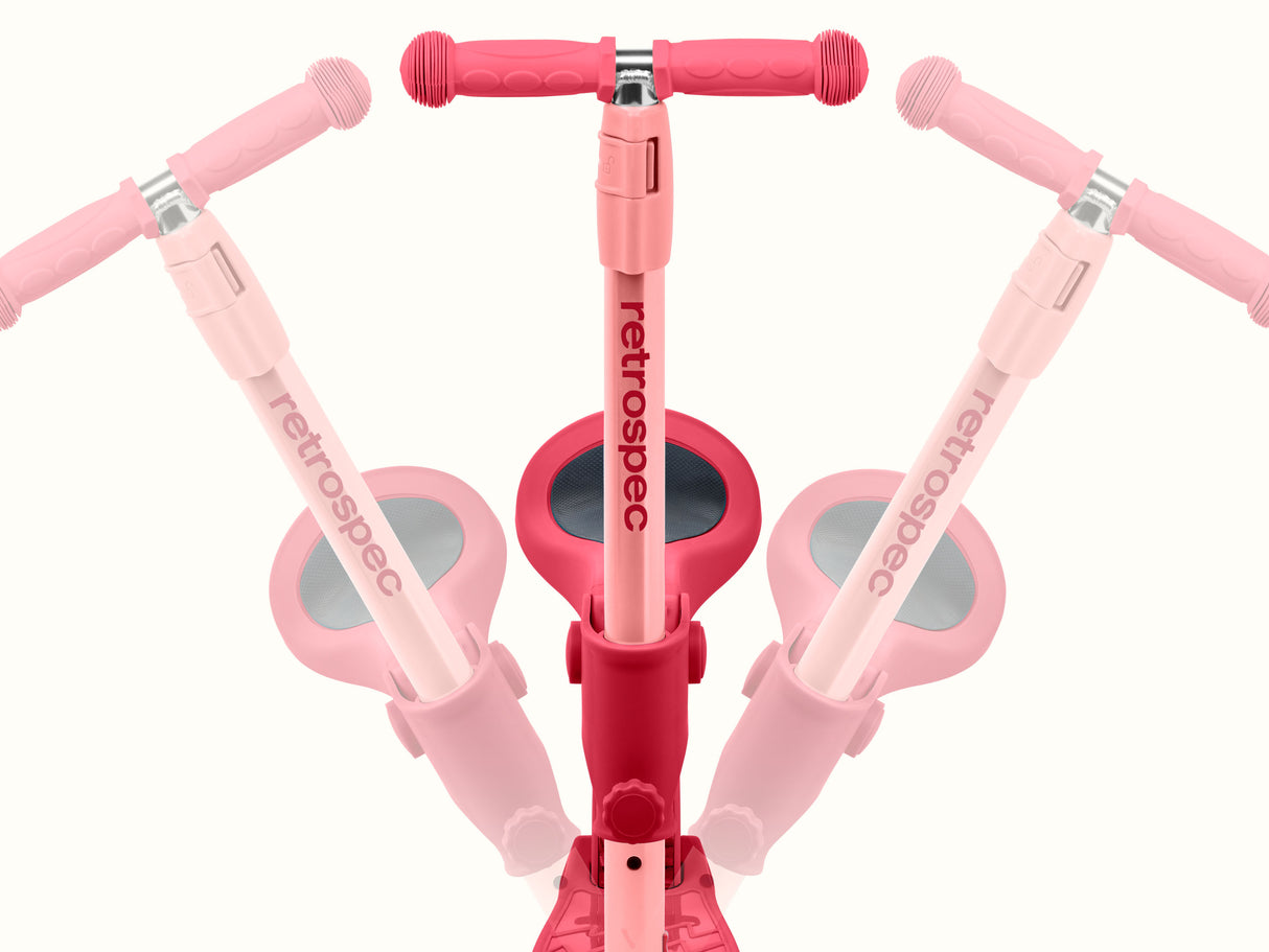 Chipmunk Plus Kids' Kick Scooter | Bubblegum with adjustable T-bar and folding removable seat in pink color.
