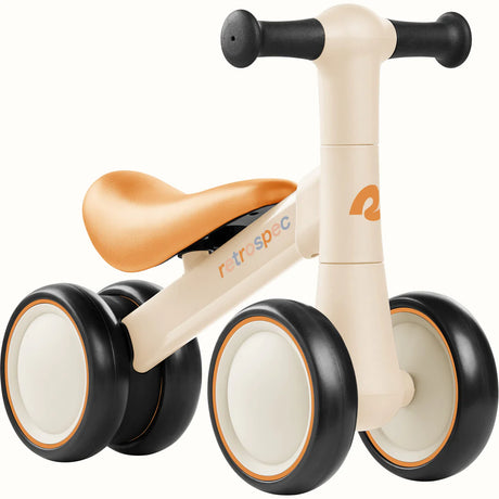 Cricket 2 Baby Walker Balance Bike in Sandcastle color with no-scratch wheels and 135° limit steering for toddlers 12-24 months.