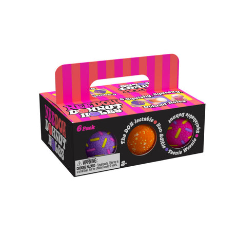 NeeDoh Dohnut Holes six-pack toy set with assorted colorful squishy donut holes in a vibrant box.
