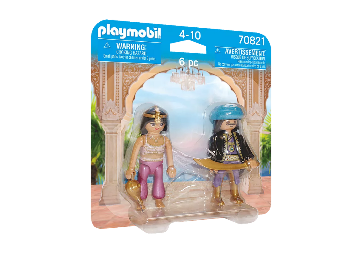 DuoPack | Royal Couple featuring two figures with hair ornament, turban, magic lamp, and saber accessories.