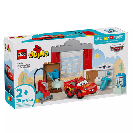 LEGO DUPLO Cars McQueen's Visit to Doc's Garage playset with buildable Lightning McQueen and interactive garage scene