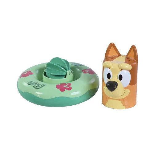 Bluey Splash & Float bath toy with floating ring and character cup for water play and spinning fun