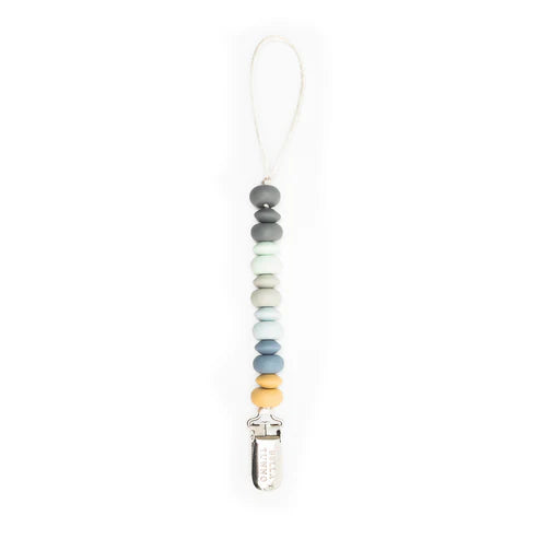 Pacifier Clip | Soft Multi with silicone beads and stainless steel clip for a modern, safe, and easy-to-clean pacifier holder.