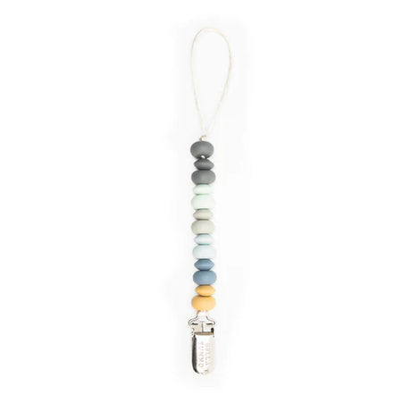 Pacifier Clip | Soft Multi with silicone beads and stainless steel clip for a modern, safe, and easy-to-clean pacifier holder.