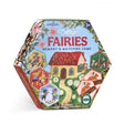 Cottage Fairies Memory & Matching Game with cozy fairy artwork and shiny gold foil in a hexagonal box for ages 3 and up.