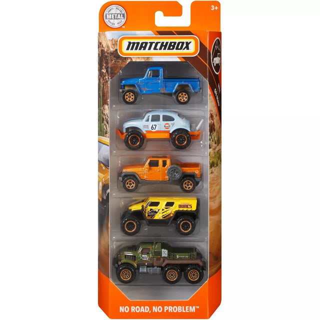Matchbox Cars 5pk featuring five detailed, realistic toy vehicles for imaginative play and collectors aged 3 and up.