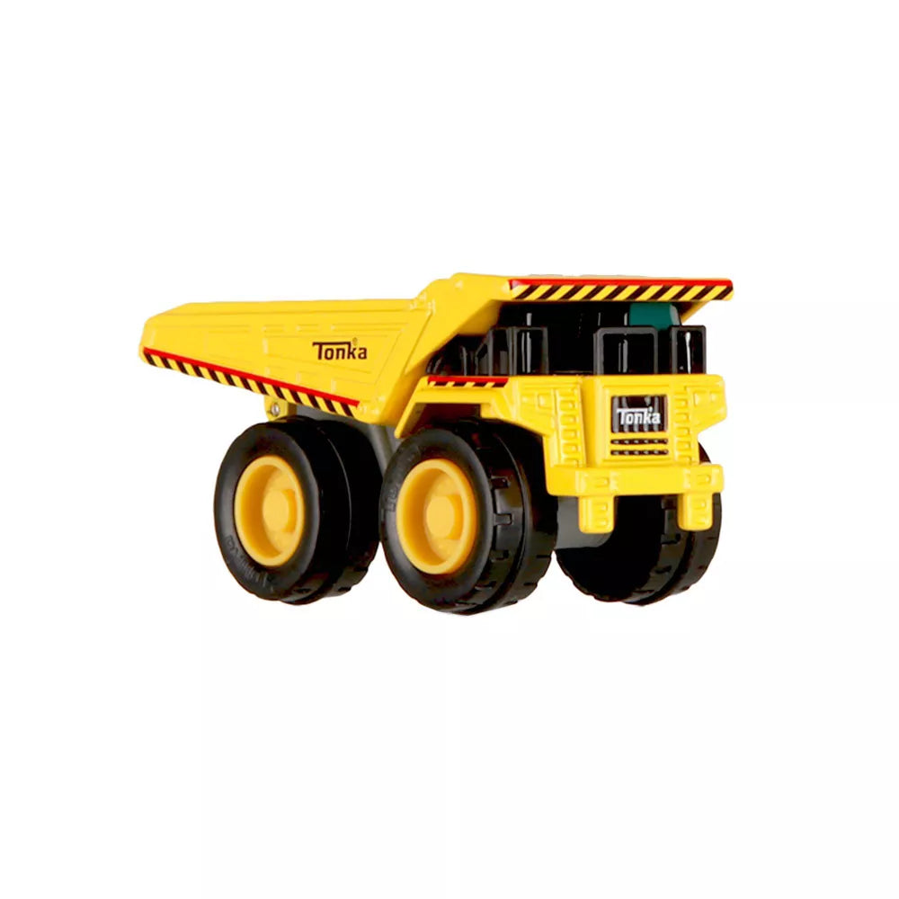 Tonka Metal Movers 3pk yellow Mighty Dump truck with detailed design and free spinning wheels for durable play.