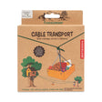Huckleberry Cable Transport packaging showing a cable system to send messages across distances with nature-themed design.
