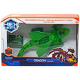 Hex Bots RC Dragon in green with remote control, flexible wings, and LED lights in retail packaging.
