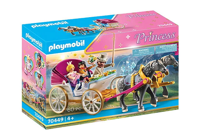 Princess | Horse-Drawn Carriage with prince, princess, coachman, two horses, and detailed accessories for imaginative play.