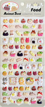 Cat Food Puffy Stickers sheet with colorful, cute animal designs for notes, letters, and planners.