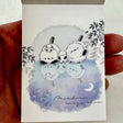 Mini Notepad | Snow Birds Moon with cute bird illustrations and moonlit watercolor design on small colorful pages.