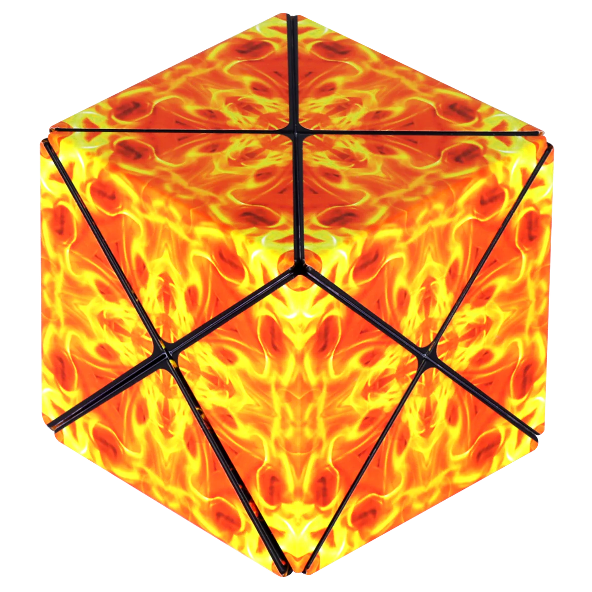 Duomoto | Inferno magnetic puzzle cube with fiery geometric design and shape-shifting capabilities for brain-twisting fun.