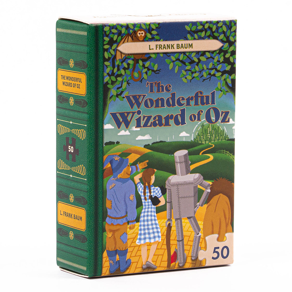 50pc Mini Library Puzzle featuring The Wonderful Wizard of Oz with 50 pieces in a book-shaped box for ages 3 and up.