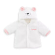14in Magical Evening Coat white faux fur doll coat with bear hood and pink ear accents for 14 inch dolls