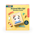 Animal Mix Up! Wooden Puzzle with 30 mix-and-match wooden animal pieces and accessories in a wooden box for ages 3+