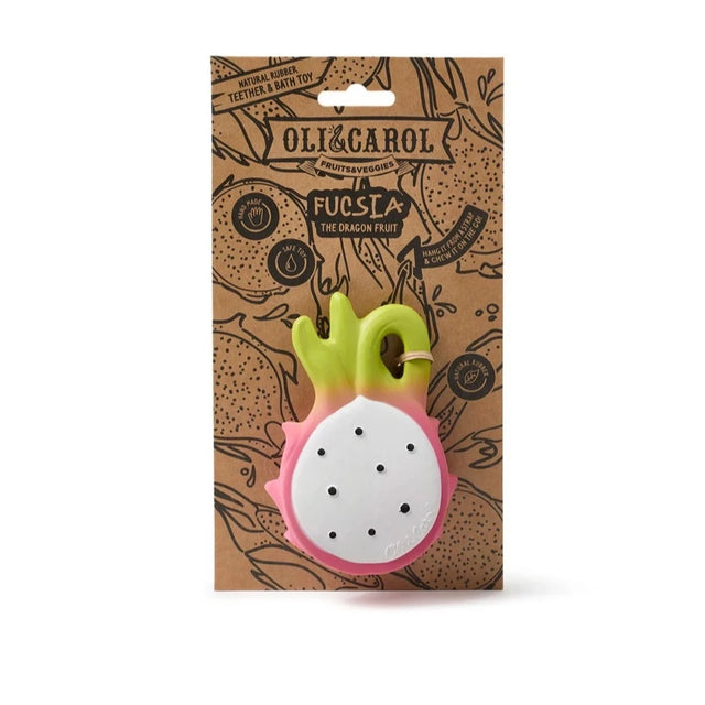 Natural Teether | Fucsia the Dragonfruit, a colorful, safe, chewable baby toy made from 100% natural rubber.