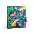 Axolotl Diary journal with colorful axolotl illustrations, foil cover, lock, and two keys for secure personal writing.