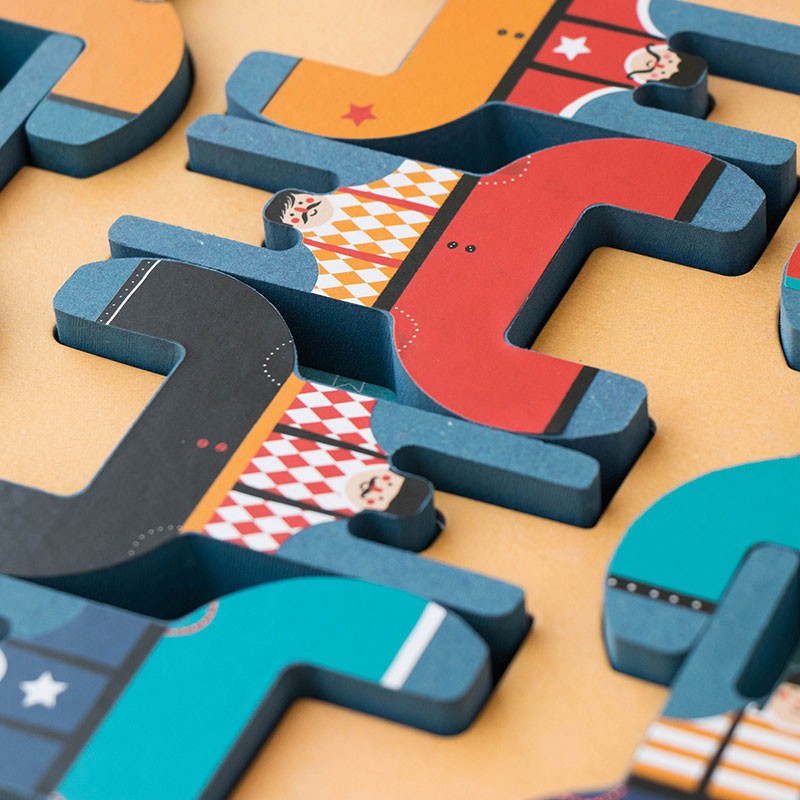 Acrobat Balancing Game wooden acrobat figures with colorful outfits in cardboard box for creative stacking play.