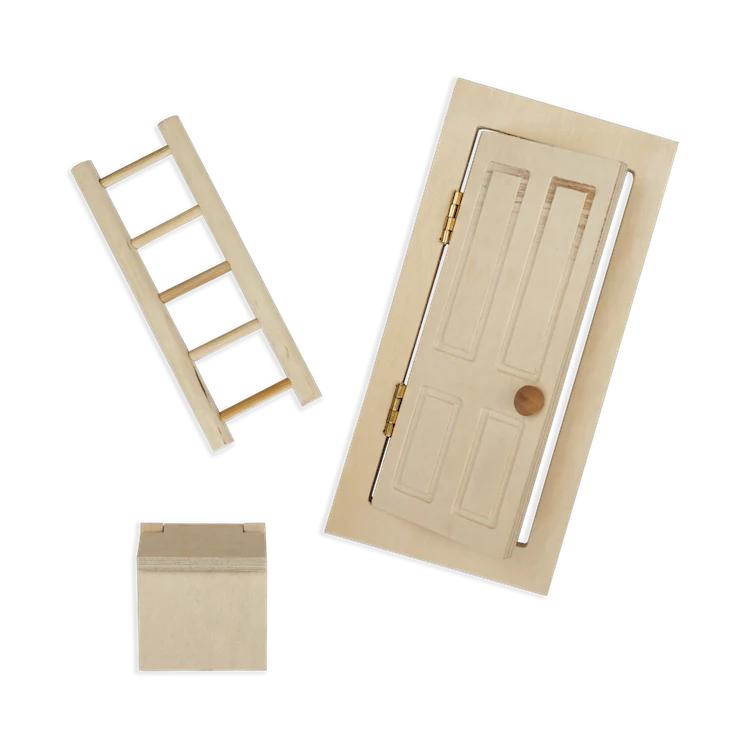 Sam & Julia | DIY Little Mouse Door wooden miniature door, ladder, and letterbox kit for decorating.