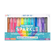 Rainbow Sparkle Watercolor Gel Crayons set of 12 bright metallic colors with twist-up, washable, nontoxic crayons.