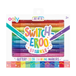 Switch-eroo Sparkle Glittery Color Changing Markers set of 12 with double-ended glitter and mystery colors for creative art.