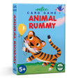 Animal Rummy card game box with playful tiger holding yellow balloon against blue sky background.