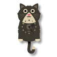 Wood Pendulum Clock | Kitten with silent quartz movement and swinging tail pendulum in natural wood finish.