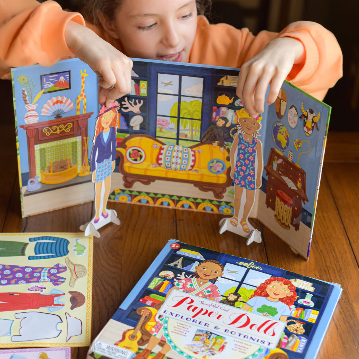 Paper Dolls | Explorer & Botanist with fold-out play scene, two dolls, and reusable vinyl clothes for imaginative play.