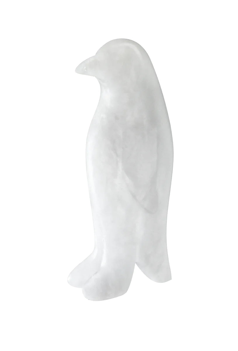 Soapstone Carving Kit | Penguin showing a smooth, white alabaster penguin sculpture from the carving kit.