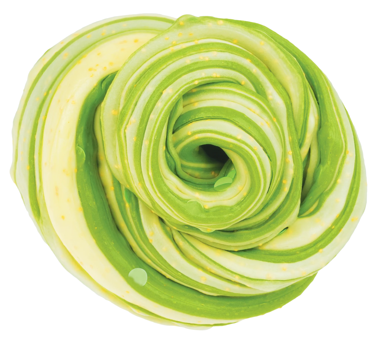 SCENTsory Duos Popcorn Pickle Thinking Putty twisted with yellow popcorn and green pickle scented sides for sensory play.