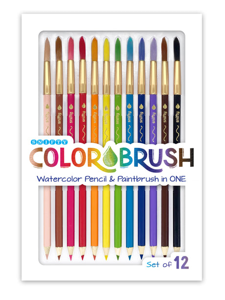 Colorbrush Watercolor Pencil/Paintbrush set of 12 vibrant double-ended pencils and paintbrushes for creative watercolor art.