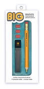 Big Graphite Mechanical Pencil Set with jumbo pencil, 12 graphite refills, and 3 erasers in packaging.