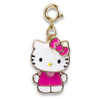 Gold Swivel Hello Kitty Charm featuring enamel and base metal with pink outfit and bow detail.