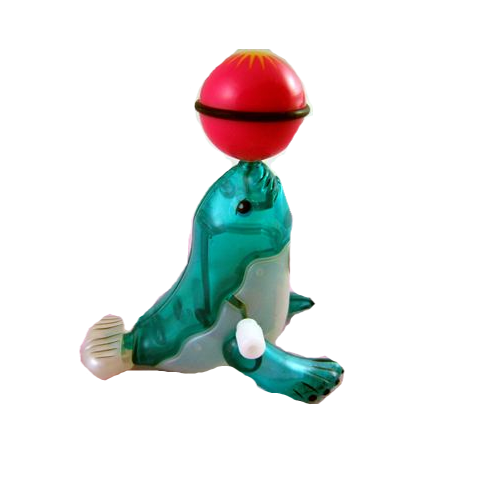 Z Wind Ups | Seal Sasha toy with spinning ball, designed to perform moves like spinning and wagging its tail.