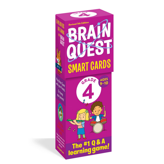 Brain Quest: Grade 4 smart cards box for ages 9-10 featuring fun learning with Q&A educational game.