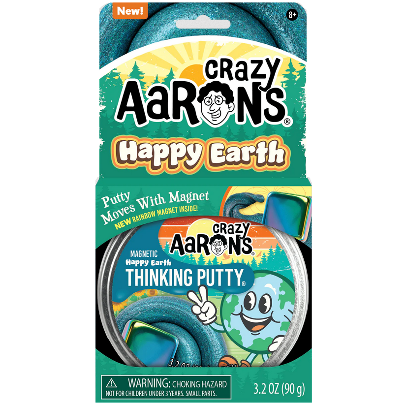Magnetic Storms Earth Thinking Putty packaging showing sparkling blue putty and rainbow magnet for magnetic play.
