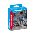 Special Plus | Mechanic figure with tools, tires, and toolbox for imaginative play by Playmobil in blue packaging.