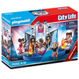 City Life | Music Band Playmobil set with 4 musicians, stage, guitars, drum set, microphone, and flames for ages 4-10.
