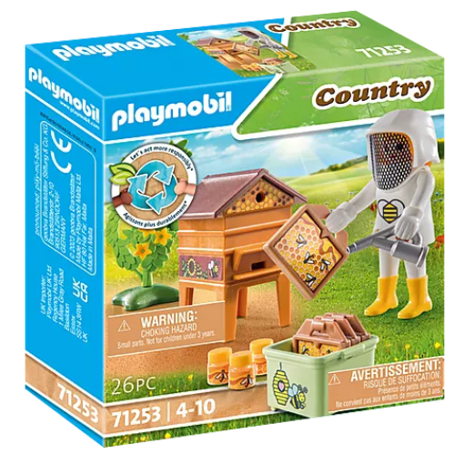 Country | Beekeeper Ali! playset with beekeeper figure, beehive, honeycombs, smoke blower, and honey jars for kids.